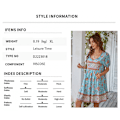 Pikkukuva 2 / 7: Etninen tyylinen rantamekko pitkähihainen rento mekko (sininen L)