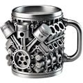 Miniatyrbild 1 av 7: Personlig Rostfri Mugg - V8 & V6 Motor Design, 44 cl Handgjord Hållbar & Stilren, Perfekt för Bilentusiaster (V8) v6