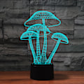 Miniatyrbild 1 av 5: 3D Nattlampa Svampar Illusion 7 Färgförändrande Touch Switch Bordsdekoration Lamp Acrylic Flat ABS Bas USB-kabel Födelsedagspresent Leksaker