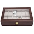 Miniatyrbild 8 av 10: 12 rutnät trä klocka display box arrangör handledsklockor förvaring trä låda fall arrangör