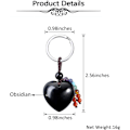 Miniatyrbilde 5 av 6: Naturlig krystallhjerte edelsten nøkkelring 7 chakra helbredende stein nøkkelring sjarm for kvinner Black Obsidian