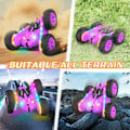 Pikkukuva 4 / 6: Kauko-ohjattava auto, temppu RC-autolelut Uudet päivitetyt valonauhat ja ajovalot Autolelut Kaksisuuntainen 360° pyörivä 4WD Rc Drift -kuorma-auto lapsille Purple