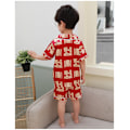 Miniatyrbild 6 av 6: Toddler Button Up Pyjamas Sommar Pjs, Röd Geometri, L