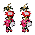 Miniatyrbillede 3 af 10: Blomster Patch 2 Blomster Lyse Farvet Polyester Special Mønster Broderet Patch til Tasker Tøj Nederdele Sko Rød