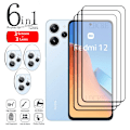 Miniatyrbild 1 av 5: 6-i-1 för Xiaomi Redmi 12 glas Redmi 12 härdat glas skyddande full täckning lim 9H HD skärmskydd Redmi 12 linsglas
