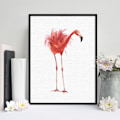 Miniatyrbild 6 av 8: Flamingo Väggkonst Canvas Tryck Affisch, Enkelt Mode Vattenfärg Konst Ritning Dek
