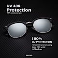 Miniatyrbillede 2 af 6: Polariserede solbriller til mænd og kvinder, halvrammede stel, solbriller til kørsel, UV-blokering Silver & Matte Black