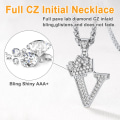 Miniatyrbillede 3 af 7: Krone Initial A-Z Halskæde, Iced Out Bogstav Vedhæng med 22-24 Tommer Kæde, Mænd Kvinder Bling Hip Hop Alfabet Navn Smykker Gave Store Initialer Halskæder V Silver