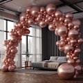 Miniatyrbillede 4 af 7: 130 stk. metalliske rosaguldballoner i forskellige størrelser 18\" 12\" 10\" 5\" ballonbue guirlande sæt perfekt til fødselsdag, dimission, babyshower, bryllup, Pa Metallic Rose Gold