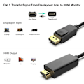 Miniatyrbilde 2 av 5: DisplayPort til HDMI 6 fot gullbelagt kabel, Avacon Display Port til HDMI-adapter hann til hann svart, 2-pakning