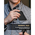 Miniatyrbillede 6 af 9: Herre pung kortholder: Pop-up aluminium etui, ægte læder, smart, RFID-blokering, slank, minimalistisk, forlomme - 9-14 kortkapacitet | ID-vindue Carbon Fiber Black
