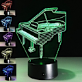 Miniatyrbild 1 av 3: 3D Piano Nattlampa LED USB 7 Färgförändring LED Bordslampa X