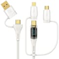 Miniatyrbilde 1 av 8: USB-C til Multiladerkabel, USAMS 100W 4FT 5A Type C til Type C Rask Laderledning med LED-skjerm 5-i-1 C/A til C/Micro/IP Synkroniseringsladeradapter White 2m