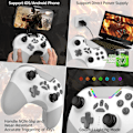 Miniatyrbild 6 av 7: Bluetooth-kontroller för Switch/PC/iPhone/Android/Apple Arcade MFi-spel/TV/Steam, Pro trådlös spelkontroll fjärrkontroll Gamepad med telefonklämma med L White
