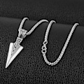 Miniatyrbillede 4 af 7: Herre Arrowhead Arrow rustfrit stål vedhæng halskæde med stål hvede kæde Silver