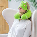 Miniatyrbillede 5 af 5: Memory Foam Dyre Rejsepude, Komfortabel Nakkepude med Sød Øjenmaske Let Rejsepude til Fly, Bil, Tog, Bus og Hjemmebrug Frog