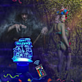 Miniatyrbilde 6 av 6: 3D Halloween Julenisse Nattlys for Barn, Anime Skrivebordslampe med Fjernkontroll for Barnerom med Berøring + 16 Farger 3D Illusjon Nattlys