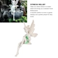 Miniatyrbillede 5 af 6: Siddende fe skulptur harpiks håndmalet realistiske detaljer beskyttende belægning sød fe statue til have dekoration