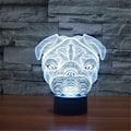 Miniatyrbild 6 av 7: 3D optisk illusion mops hund sensor nattlampa med smart till