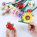 Miniatyrbillede 4 af 9: Mini Mursten Blomsterbuket Byggesæt, Kunstige Blomster, DIY Unik Dekoration Hjem, 547 Stykker Botanisk Samling til Børnegave