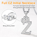 Miniatyrbillede 3 af 7: Krone Initial A-Z Halskæde, Iced Out Bogstav Vedhæng med 22-24 Tommer Kæde, Mænd Kvinder Bling Hip Hop Alfabet Navn Smykker Gave Store Initialer Halskæder Z Silver