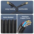 Miniatyrbilde 5 av 8: USB-C til Multiladerkabel, USAMS 100W 4FT 5A Type C til Type C Rask Laderledning med LED-skjerm 5-i-1 C/A til C/Micro/IP Synkroniseringsladeradapter Black 1.2m