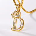 Miniatyrbillede 3 af 8: Krone Initial A-Z Halskæde, Iced Out Bogstav Vedhæng med 22-24 Tommer Kæde, Mænd Kvinder Bling Hip Hop Alfabet Navn Smykker Gave Store Initialer Halskæder D 18K Gold