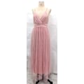Miniatyrbillede 2 af 4: Elegant Open Back Mesh Flowing Slim Waist Sling Kjole (Pink L)