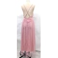 Miniatyrbillede 3 af 4: Elegant Open Back Mesh Flowing Slim Waist Sling Kjole (Pink L)