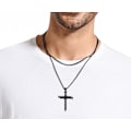Pikkukuva 5 / 7: Ristiriipus miehille Ristiriipus VOIMAA Raamatun jae Ruostumattomasta teräksestä valmistettu kaulakoru Layered Black Cross