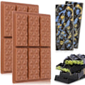 Miniatyrbillede 1 af 8: 2 Pak Chokoladebarforme, Dyb Silikonform til Fyldte Chokoladebarer, Voksmeltning, Slikbarform