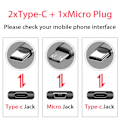 Miniatyrbilde 3 av 5: Multi USB C Splitter-kabel, USB A til Dual Type-C + Micro USB