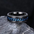 Miniatyrbilde 2 av 5: Intertwine Svart Blå Rustfritt Stål 8mm Ringer for Menn Spinner Fidget Ring Angst Ring for Menn Kantstein Kjede Inlay-10