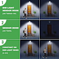 Miniatyrbilde 3 av 5: Utendørs solcellelampe med bevegelsessensor til å klemme 3 moduser IP65 vanntett sikkerhetslampe for gjerde, terrasse, garasje (hvitt lys)