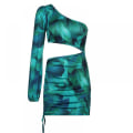Miniatyrbillede 1 af 9: Langærmet Cutout Bodycon Club Cocktail Minikjole (Grøn M)