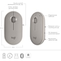 Miniatyrbillede 6 af 8: Logitech M350 Pebble trådløs mus med Bluetooth eller 2,4 GHz-modtager, lydløs, slank computermus med stille klik Grey