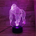 Miniatyrbillede 2 af 8: 3D Illusion Natlys Animal Orangutang Gorilla Chimpanse 3D USB LED Lampe 7 Farver Skiftende Stemnings Illusion Bord Dekoration Natlys-Gorilla