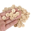 Pikkukuva 3 / 10: 100 kpl puunapit pyöreä puun väri DIY lisävaruste ompelu 2-reikäinen nappi 1,5 cm
