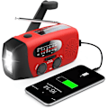 Miniatyrbild 1 av 7: Nödhandvevradio med LED-ficklampa för nödsituationer, AM/FM NOAA väderradio med 2000mAh powerbank för telefonladdning, USB-laddad & solenergi Red