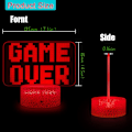 Miniatyrbild 5 av 8: Gaminglampa Game Over Nattlampa 3D Illusion Lampor, Dimbar