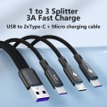 Miniatyrbild 5 av 5: Multi USB C Splitter Kabel, USB A till Dubbel Typ-C + Micro USB