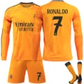 24-25 Real Madrid Udebanefodboldtrøje med Lange Ærmer Børnefodboldsæt No.7 Ronaldo L
