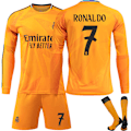 Miniatyrbilde 1 av 2: 24-25 Real Madrid Borte Fotballdrakt Lang Erme Fotballsett for Barn No.7 Ronaldo 24