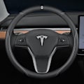Pikkukuva 1 / 5: Soveltuu Tesla model3/y/modelx/s -ohjauspyörän suojukseen - Tesla erikoispyöreä (valkoinen viiva) logolla - 36cm/1 paketti
