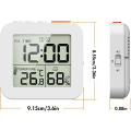 Miniatyrbild 7 av 7: Digital inomhus termometer duschtimer med dubbel alarm digital klocktimer för badrum dusch kök studie med hopfällbart stativ och upphängningshål White