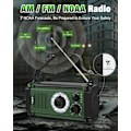 Miniatyrbillede 2 af 7: Nødradio, Solradio, 37000mWh håndsvingradio, NOAA AM FM vejrradio, 5 opladningsmetoder, polymerbatteri, lommelygte & læselampe, SOS-alarm Green