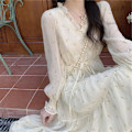 Miniatyrbillede 8 af 8: Prikket Chiffon Kjole Temperament Fritid Ferie(XL)