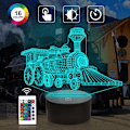Miniatyrbillede 2 af 8: Tog 3D Gave Lampe, Attivolife Illusion Hologram Natlampe med Timer Fjernbetjening 16 Farver Skiftende