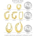 Miniatyrbilde 6 av 6: 7 stk gull ørepyntsett for kvinner 14K gullbelagt klumpete ringer Twisted Huggie Hoop ørepynt for gave lett Gold