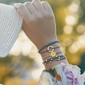 Miniatyrbillede 2 af 7: Solsikke Snorearmbånd Håndlavet Flettet Reb Charms Boho Surfer Armbånd til Kvinder Brown